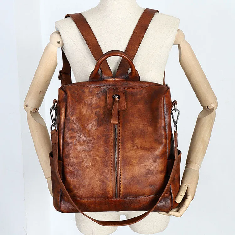 Womens Genuine Leather Rucksack Backpack Purse Cross Shoulder Bag for Women