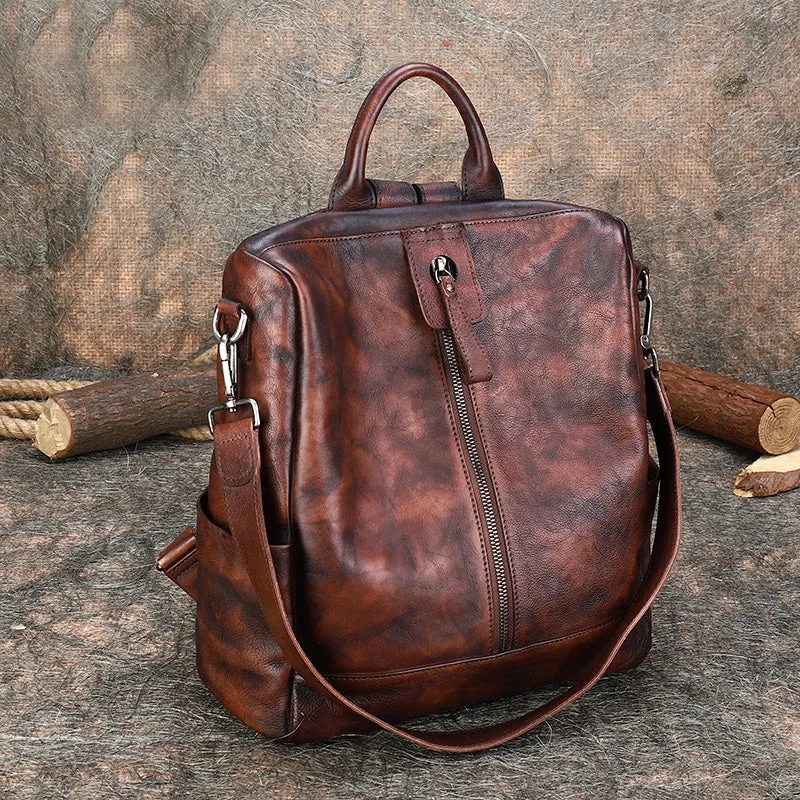 Womens Genuine Leather Rucksack Backpack Purse Cross Shoulder Bag for Women