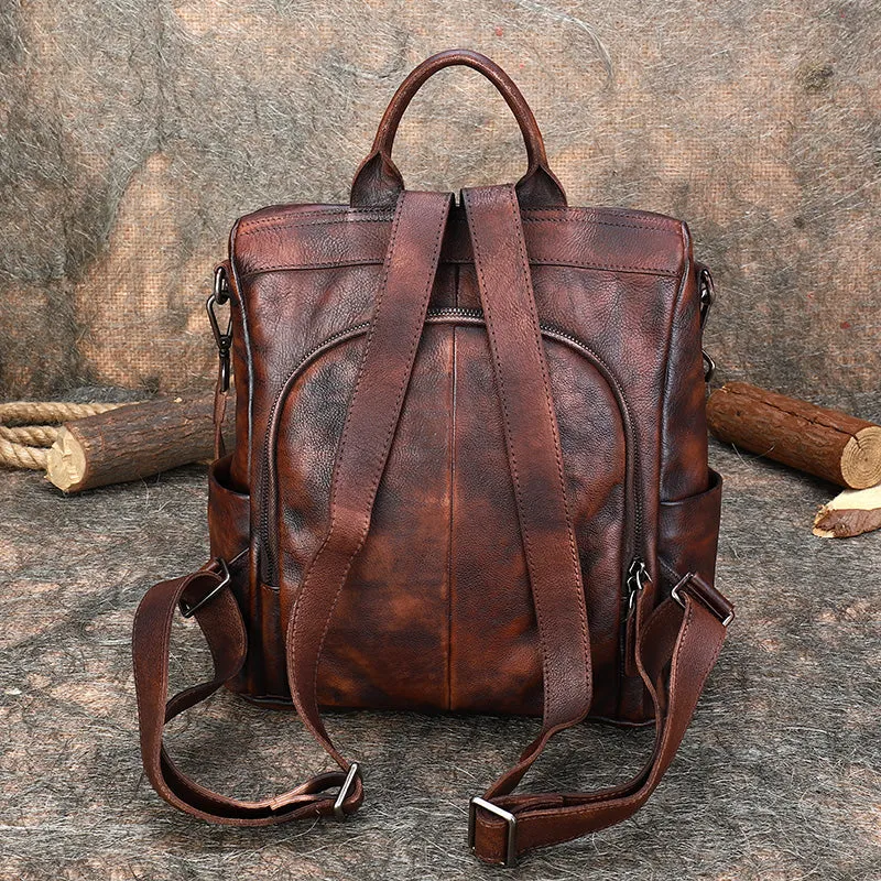 Womens Genuine Leather Rucksack Backpack Purse Cross Shoulder Bag for Women