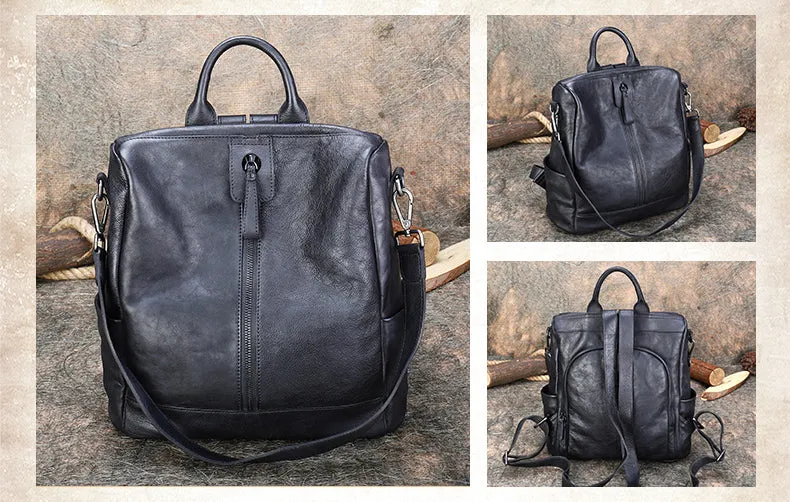Womens Genuine Leather Rucksack Backpack Purse Cross Shoulder Bag for Women