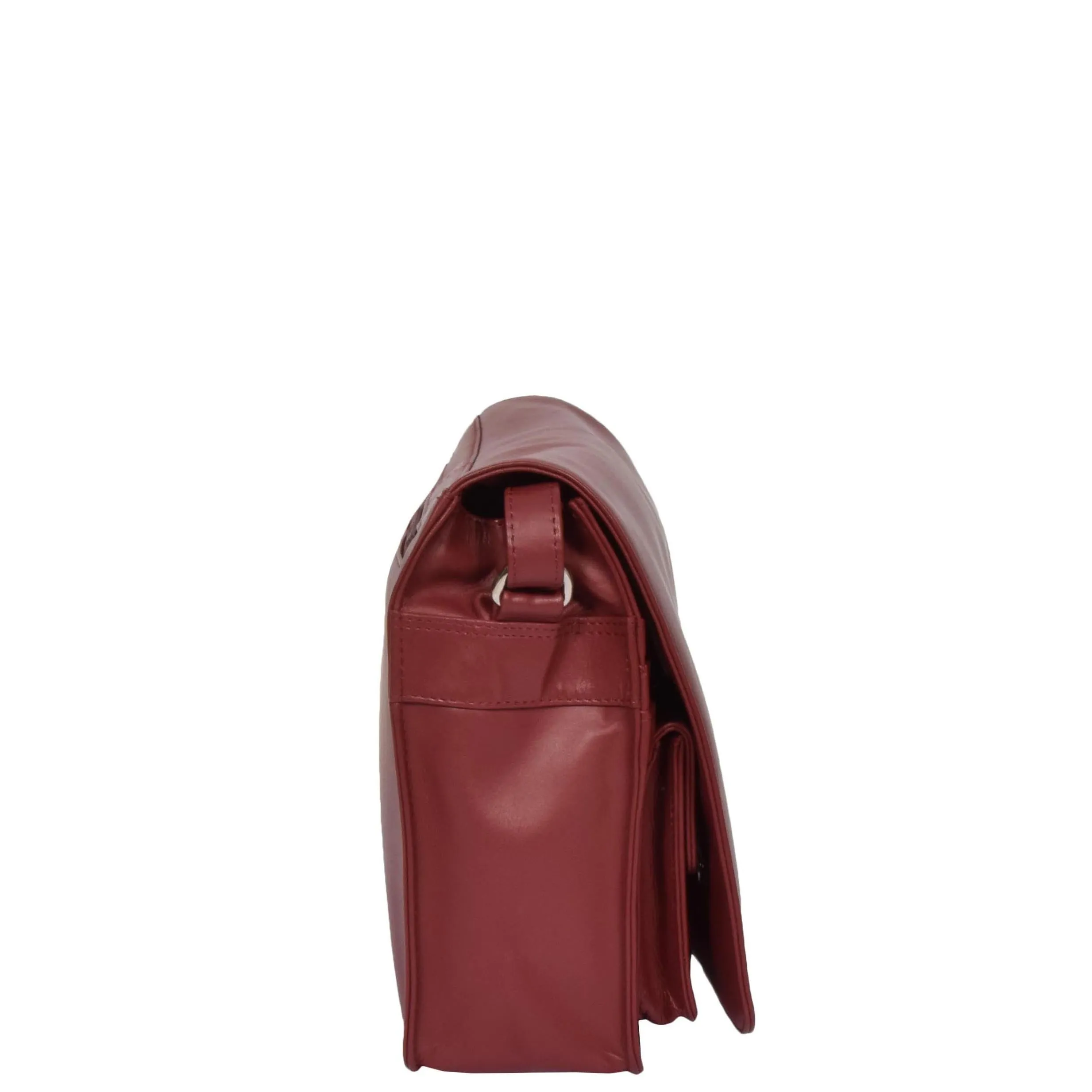 Womens RED Leather Shoulder Bag Classic Casual Cross Body Satchel A54