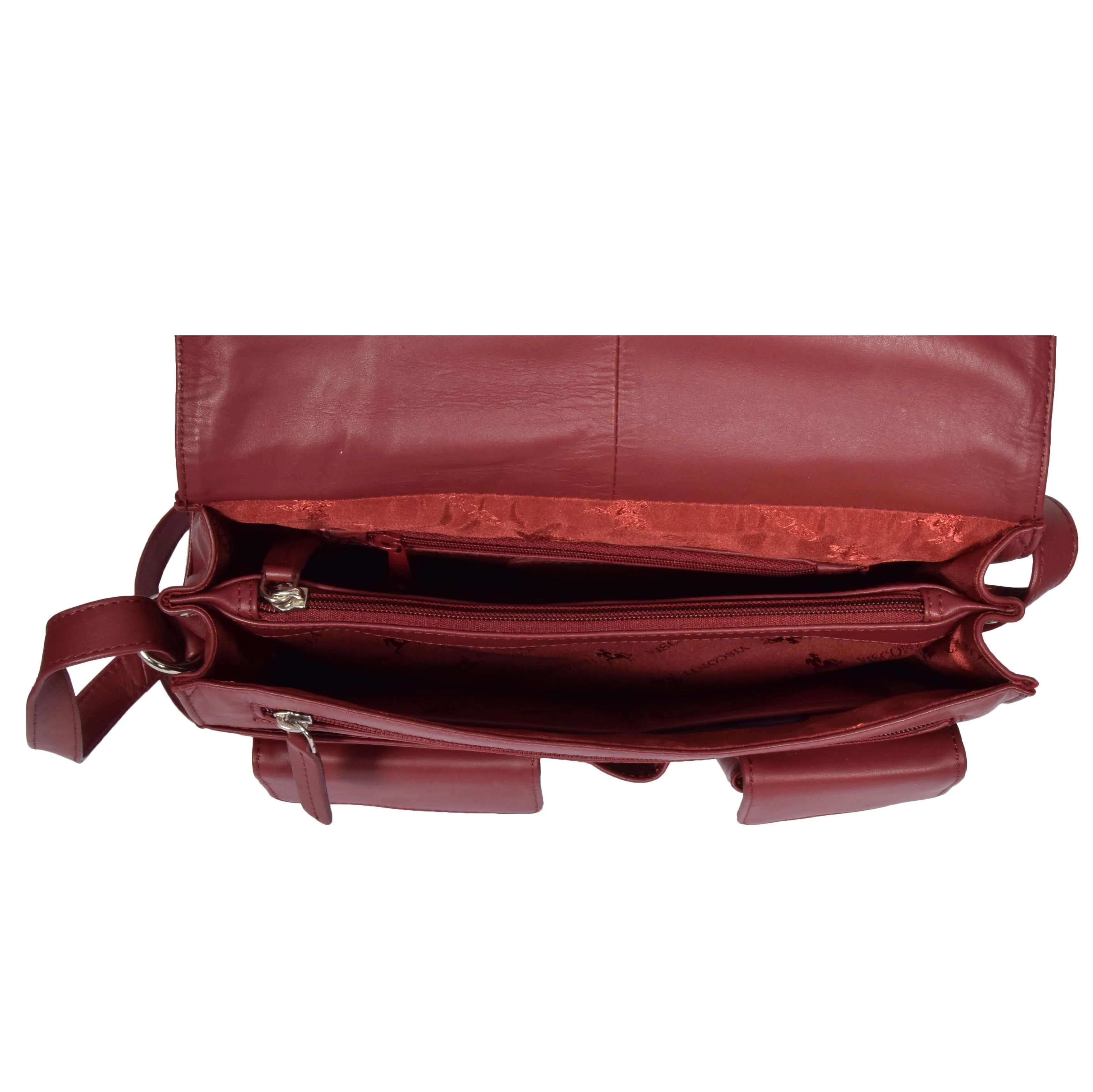 Womens RED Leather Shoulder Bag Classic Casual Cross Body Satchel A54