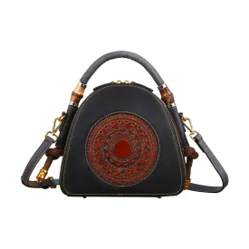 Womens Vintage Leather Top Handle Cross Body Messenger Bags