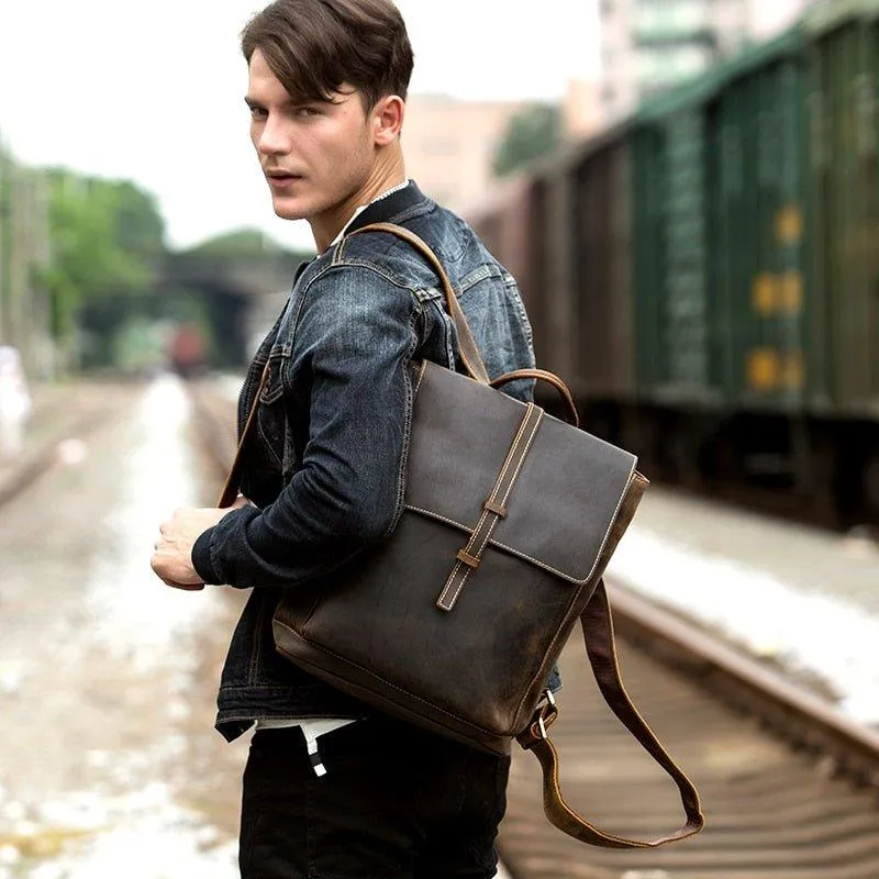 Woosir Handmade Vintage Backpacks Crazy Horse Leather