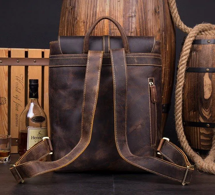 Woosir Handmade Vintage Backpacks Crazy Horse Leather