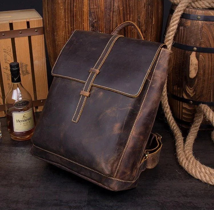 Woosir Handmade Vintage Backpacks Crazy Horse Leather