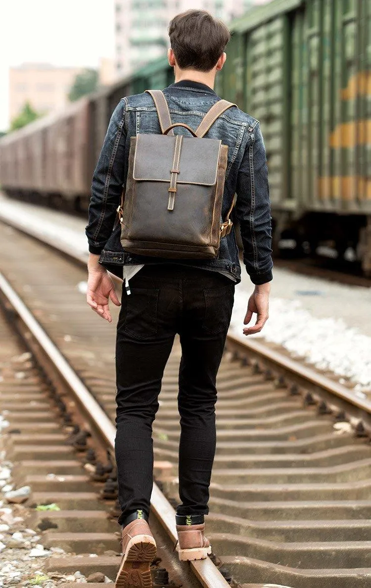 Woosir Handmade Vintage Backpacks Crazy Horse Leather