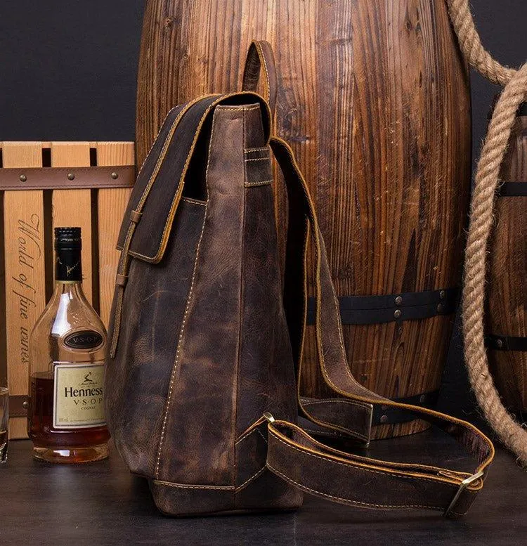 Woosir Handmade Vintage Backpacks Crazy Horse Leather